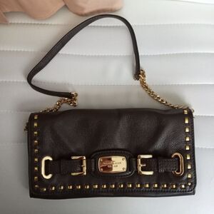 Michael Kors Brown Hamilton Whipped Leather Handbag Shoulder Bag 6 X 10
